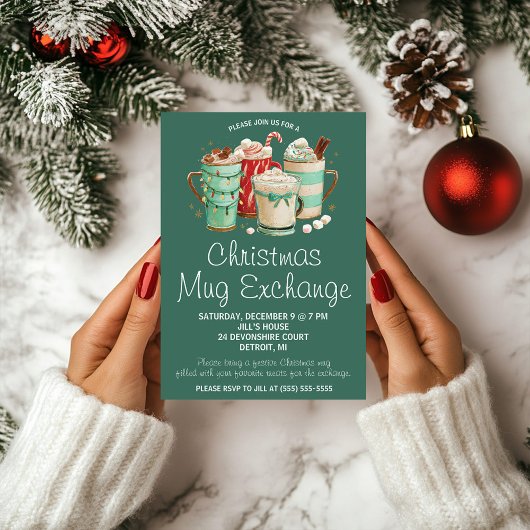Christmas Mug Exchange, Mug Swap Holiday Party 招待状