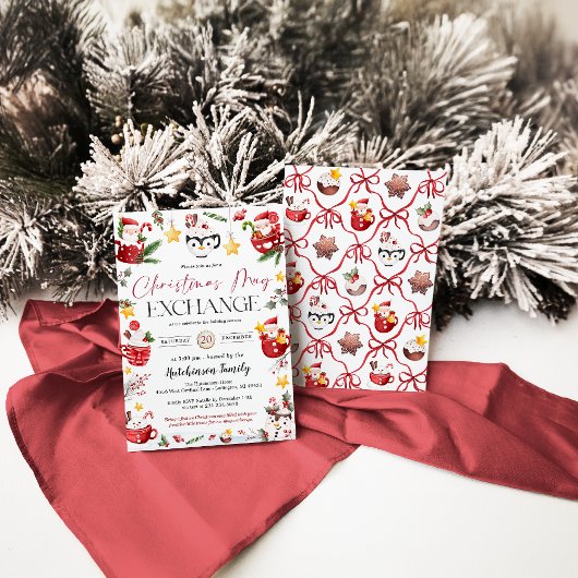 Christmas Mug Gift Exchange Party Invitation 招待状
