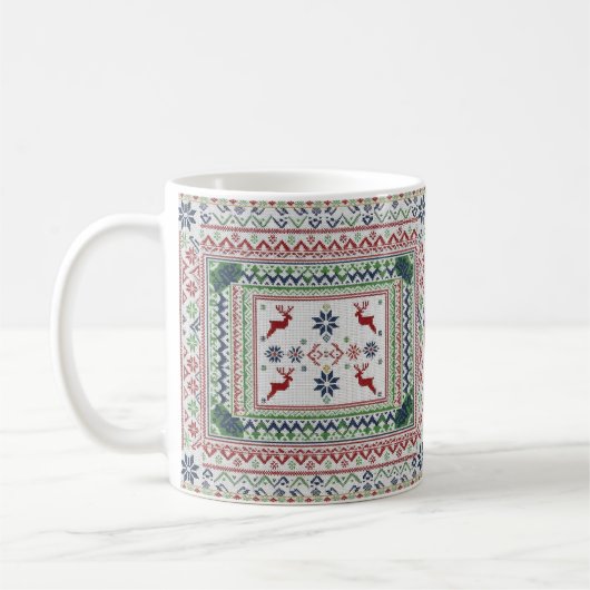 Christmas mug in the pattern of the ugly Nordic コーヒーマグカップ (左)