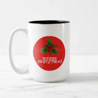 Christmas Mug – Merry Christmas Holly Design | Fes ツートーンマグカップ