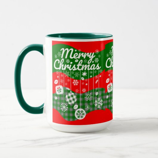 Christmas Mug – White Ornaments & Merry Christmas  マグカップ (左)