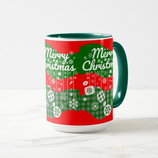 Christmas Mug – White Ornaments & Merry Christmas  マグカップ (正面右)