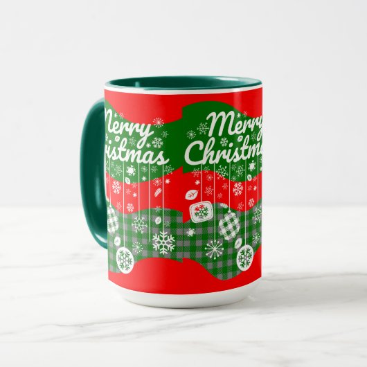 Christmas Mug – White Ornaments & Merry Christmas マグカップ (正面左)
