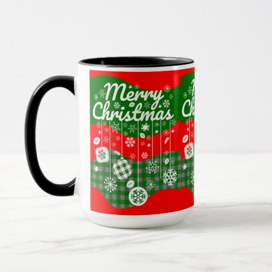 Christmas Mug – White Ornaments & Merry Christmas  マグカップ (左)
