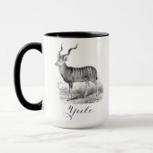 Christmas mug with antique deer etching says Yule. マグカップ (左)