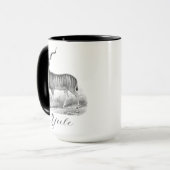 Christmas mug with antique deer etching says Yule. マグカップ (正面左)