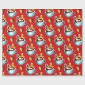 Christmas Mugs with Hot Chocolate and Cookies ラッピングペーパー (フラット)