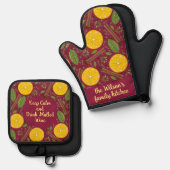 Christmas mulled wine spicy Burgundy 鍋つかみ&鍋敷きセット (正面/裏面)