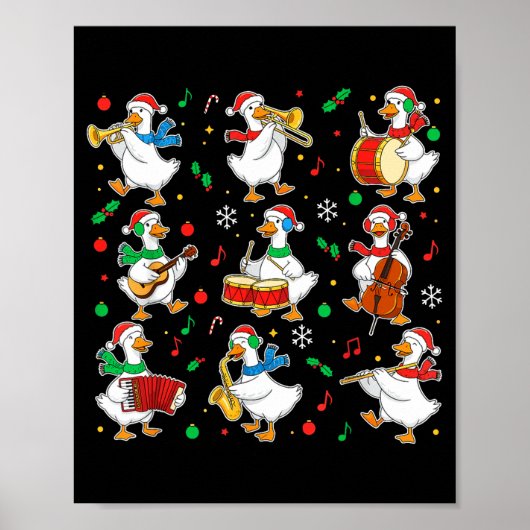 Christmas Music Goose Teacher Shirt, Holiday Music ポスター (正面)