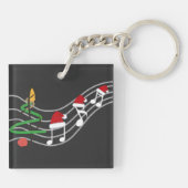 Christmas Music Notes Santa Hat Treble Clef  キーホルダー (裏面)