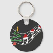 Christmas Music Notes Santa Hat Treble Clef  キーホルダー (正面)