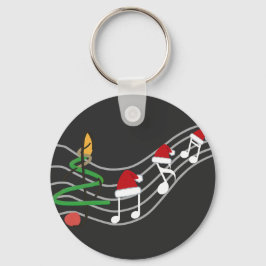 Christmas Music Notes Santa Hat Treble Clef  キーホルダー