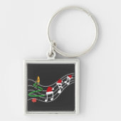 Christmas Music Notes Santa Hat Treble Clef  キーホルダー (正面)