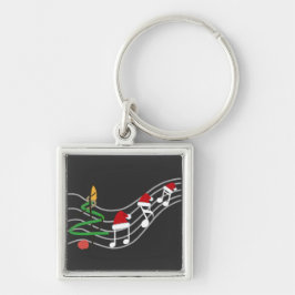 Christmas Music Notes Santa Hat Treble Clef  キーホルダー