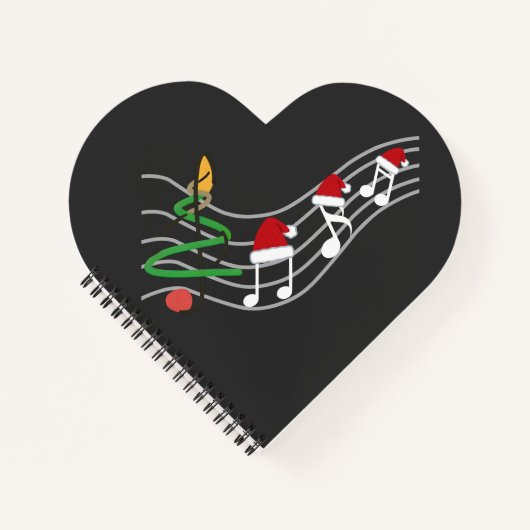 Christmas Music Notes Santa Hat Treble Clef  ノートブック (正面)