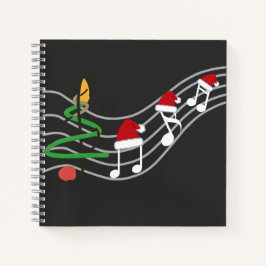 Christmas Music Notes Santa Hat Treble Clef  ノートブック