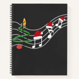Christmas Music Notes Santa Hat Treble Clef  ノートブック
