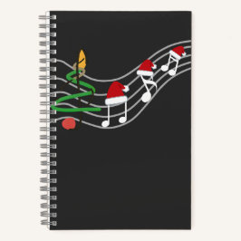 Christmas Music Notes Santa Hat Treble Clef  ノートブック