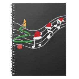 Christmas Music Notes Santa Hat Treble Clef  ノートブック