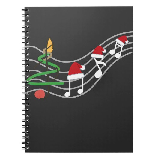 Christmas Music Notes Santa Hat Treble Clef  ノートブック (正面)