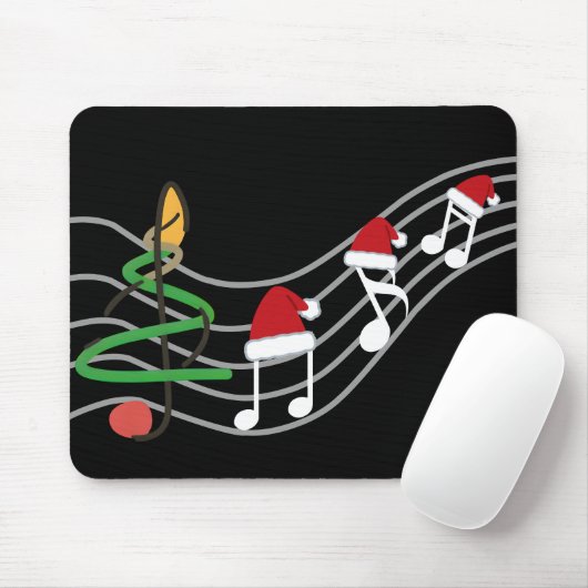 Christmas Music Notes Santa Hat Treble Clef  マウスパッド (マウス)