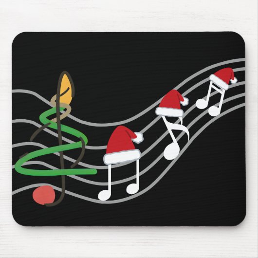 Christmas Music Notes Santa Hat Treble Clef  マウスパッド (正面)