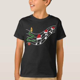 Christmas Music Notes Santa Hat Treble Clef  Tシャツ