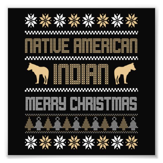 Christmas Native American Indian Merry Xmas Holida フォトプリント (正面)