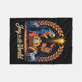 Christmas Nativity Christian Birth Of Jesus Joy To フリースブランケット (正面(横))