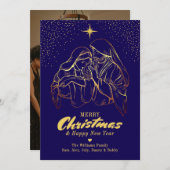 Christmas Nativity Religious Elegant Family Photo シーズンカード (正面/裏面)