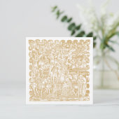 Christmas Nativity Renaissance Era Woodcut シーズンカード (スタンド正面)