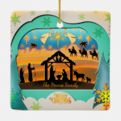 Christmas Nativity Scene 3D | Religious Holiday セラミックオーナメント (裏面)
