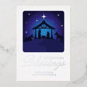Christmas Nativity Scene Christian Blessing 箔招待状 (正面)