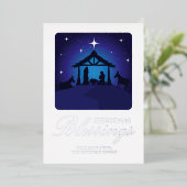 Christmas Nativity Scene Christian Blessing 箔招待状 (立ち正面)