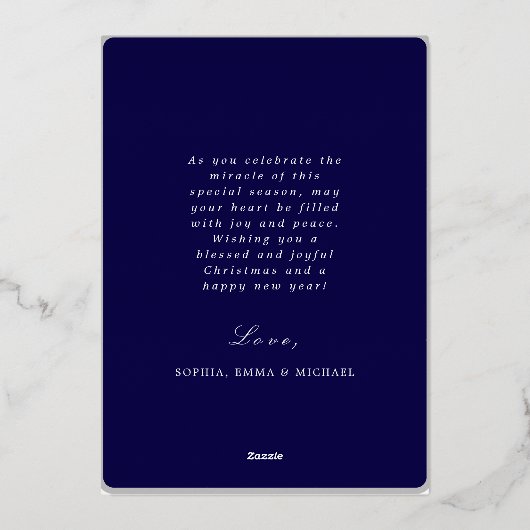 Christmas Nativity Scene Christian Blessing 箔招待状 (裏面)