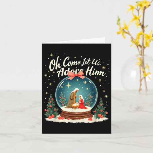 Christmas Nativity Scene Oh Come Let Us Adore Him  カード (黄色い花)