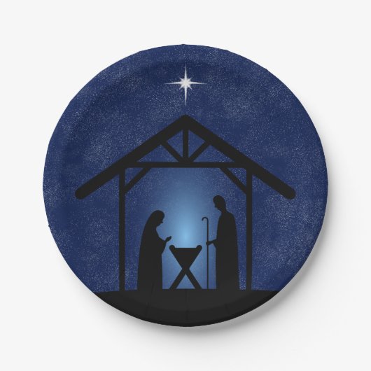 Christmas Nativity Scene Religious ペーパープレート (正面)