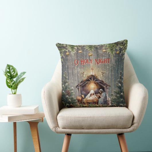 Christmas Nativity Scene Throw Pillow クッション (椅子)