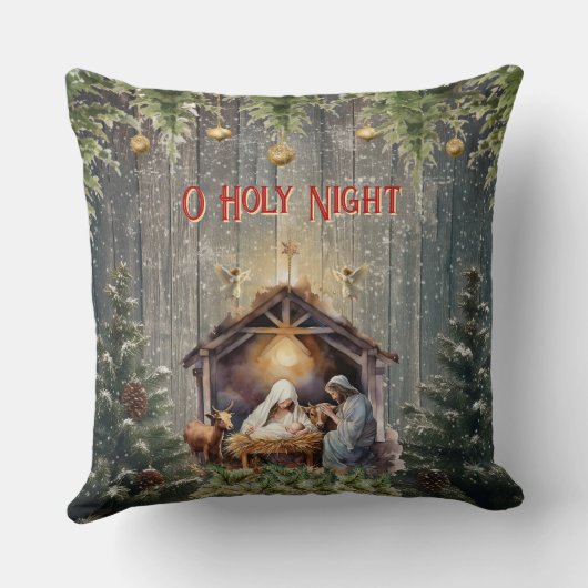 Christmas Nativity Scene Throw Pillow クッション (裏面)
