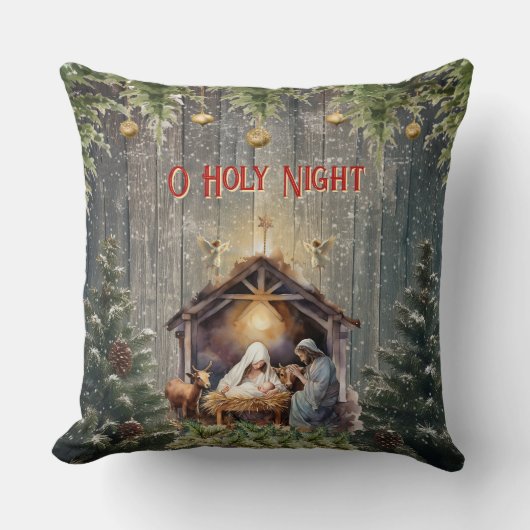 Christmas Nativity Scene Throw Pillow クッション (正面)