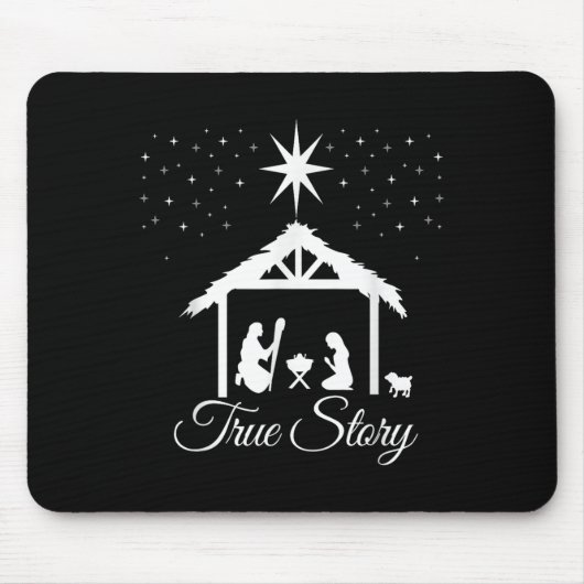 Christmas Nativity Shirt True Story Nativity Scene マウスパッド (正面)