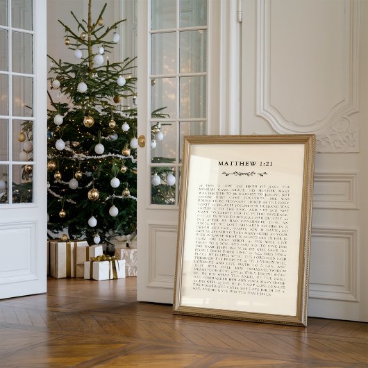 Christmas Nativity Story Matthew 1:21 Print ポスター