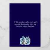 Christmas Navy Blue with Silver Word Art Silver 箔シーズンカード (裏面)