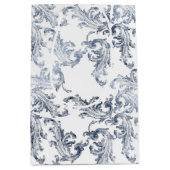 Christmas Navy Bow Velvet Pattern ミディアムペーパーバッグ (正面)