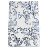 Christmas Navy Bow Velvet Pattern ミディアムペーパーバッグ (裏面)