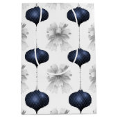 Christmas Navy Bow Velvet Pattern ミディアムペーパーバッグ (正面)