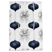 Christmas Navy Bow Velvet Pattern ミディアムペーパーバッグ (裏面)