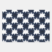 Christmas Navy Bow Velvet Pattern ラッピングペーパーシート (正面2)