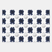 Christmas Navy Bow Velvet Pattern ラッピングペーパーシート (正面)