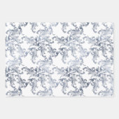 Christmas Navy Bow Velvet Pattern ラッピングペーパーシート (正面2)